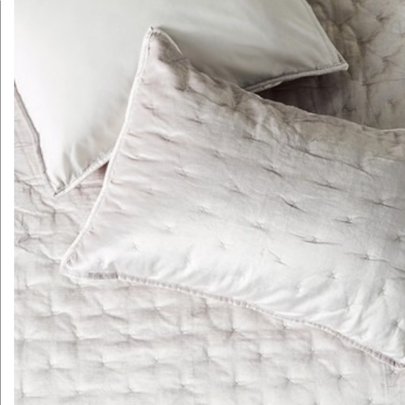 Anthropologie Bedding 2 King Velvet Cross Stitch Shams New